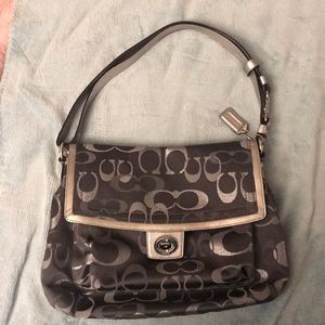 Gray/silver detailed Coach Purse